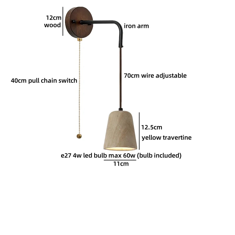 Axyaa White Glass Ball LED Wall Sconce Yellow Travertine Nordic Modern Stair Light