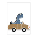 Axyaa Cartoon Vehicle & Dinosaur Canvas Wall Art for Boys Room