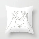 Minimalist White Pillow Cover - Axyaa Portrait Sketch Nordic Cushion