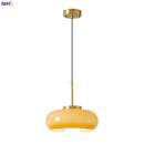 Axyaa Copper Bauhaus LED Pendant Light with Orange Glass for Home Indoor Lighting