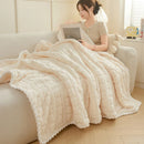 Axyaa Cozy Bear Pattern Fleece Blanket for Sofa Bed, Spring/Autumn Soft Plush Throw