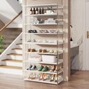 Axyaa 8-Tier Acrylic Shoe Rack with Wood Shelves - Modern Shoe Storage Organize 24-32 Pairs