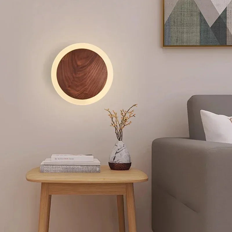 Axya Nordic Walnut LED Wall Light for Modern Indoor Home Decor Lighting