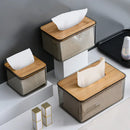 Axyaa Wooden Lid Tissue Box Holder for Living Room, Car Decor - Transparent Desktop Napkin Storage Box