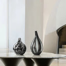 Axyaa Glass Vase: Black White Ink High End Big Belly Small Mouth Home Decor