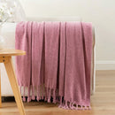 Axyaa Chenille Knit Throw Blanket with Fringe Tassels