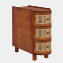 Axyaa Solid Wood Round End Table with Drawer: Modern Nightstand for Bedroom Sofa Bed
