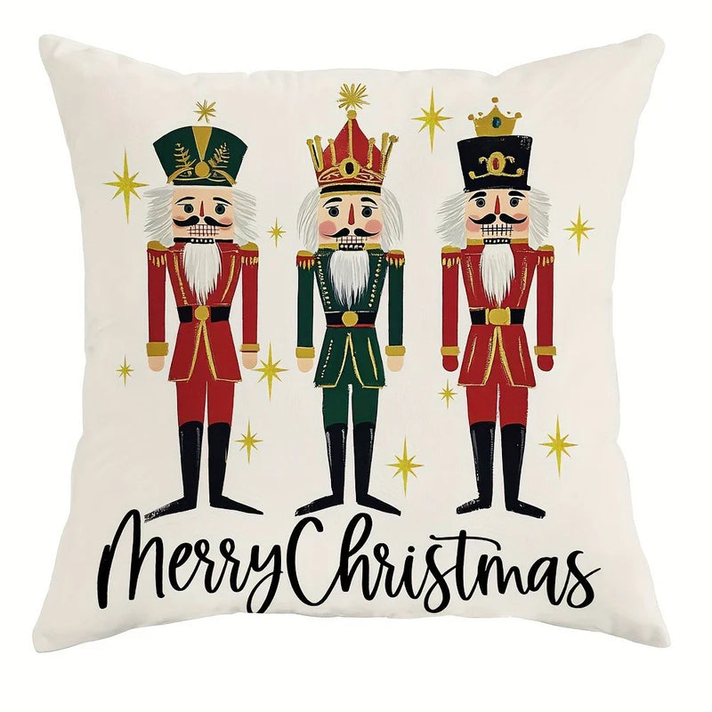 Nutcracker Pillowcase by Axyaa: Festive Christmas Room Decor & Sofa Cushion Cover