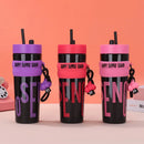 Axyaa 900ml Pink Plastic Water Bottle with Lid & Straw for Girls