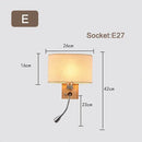 Axyaa Wood Iron LED Wall Lamp with Linen Lampshade for Bedroom and Aisle Lighting