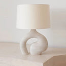 Axyaa White Resin Art Table Lamp, Modern LED Lighting for Living Room, Bedroom