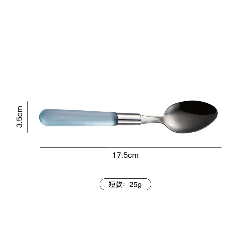 Axyaa Stainless Steel Cutlery Set with Plastic Handle - Western Tableware Steak Knife Fork Teaspoon