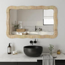 Rattan Wave Mirror by Axyaa: Decorative Irregular Wall Mirror for Living Room, Bedroom, Bathroom