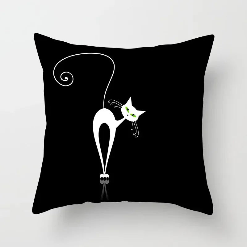 Axyaa Cartoon Black Cat Cushion Cover 45*45cm