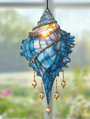 Axyaa Blue Acrylic Conch Shell Suncatcher Coastal Beach House Window Decor