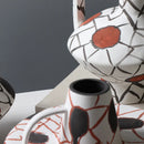 Axyaa Geometric Graffiti Pattern Ceramic Vase with Handle for Home Decor