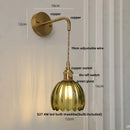 Axyaa Smoke Gray Glass LED Wall Light Fixture with Pull Chain Switch, Minimalist Design