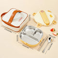 Axyaa Stainless Steel Square Lunch Box with Compartments and Cutlery