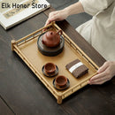Axyaa Zen Bamboo Tea Tray: Stylish Kungfu Tea Storage Shelf for Home or Office