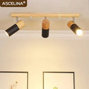 Axyaa Nordic Wooden Ceiling Light with Rotatable Spotlight for Home Lighting