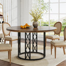 Axyaa Farmhouse Round Dining Table | 47" Wooden Texture Kitchen Table for 4