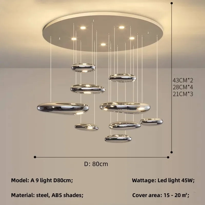 Axyaa Nordic Minimalist LED Stair Chandelier for Home, Villa, Hotel - Dimmable Luminaires