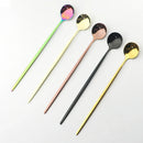 Axyaa Stainless Steel Long Spoon Set for Dessert Coffee Tea Stirring