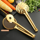 Axyaa Golden Mesh Food Tong Filter Spoon Colander BBQ Clip Kitchen Utensil