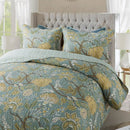 Axyaa Green Floral Reversible Patchwork Quilt Set - Queen Size