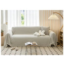 Axyaa Solid Non-Slip Sofa Cover with Tassel Edge - Breathable & Washable