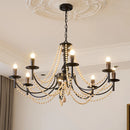 Axyaa Wooden Bead Pendant Light for Retro American Living Room, Hotel Corridor, and Bedroom