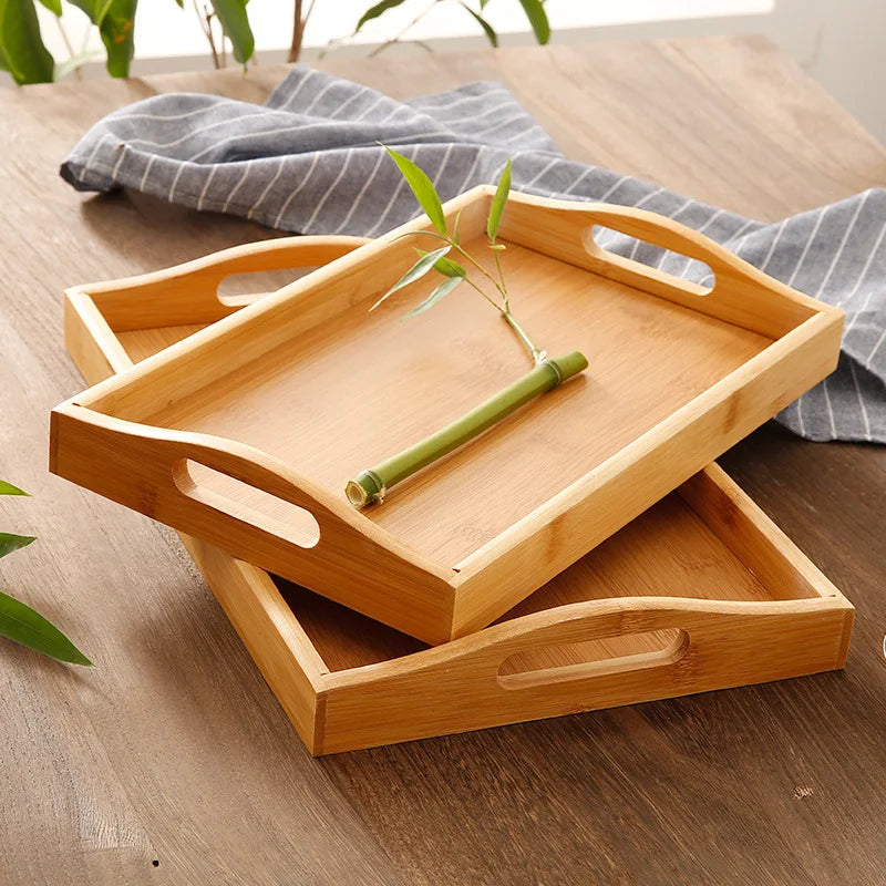 Axyaa Bamboo Tea Tray, Food Storage, Dinner Plate, Kitchen Tableware