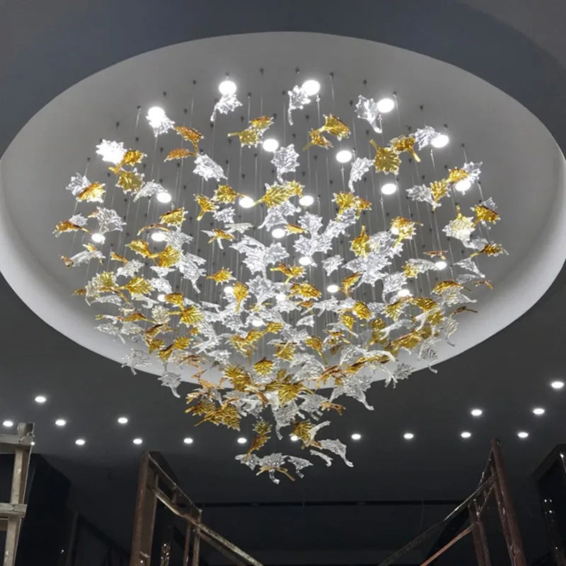 Luxury Glass Chandelier by Axyaa: Modern Design for High Ceiling Spaces