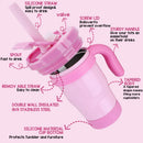Axyaa Kids Stainless Steel Tumbler with Handle, Straw, and Lid