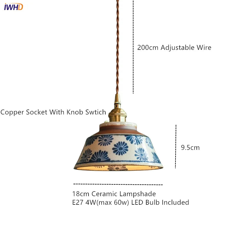 Axyaa Nordic LED Pendant Lights 4W Ceramic Beside Lamp for Bedroom Dinning Living Room