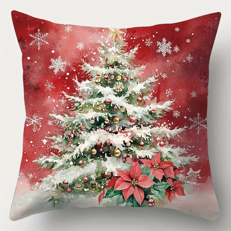 Axyaa Christmas Pillowcase - Red Santa Claus Snowman Sofa Cover - Home Decor Gift
