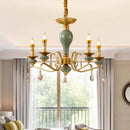 Axyaa Mediterranean Ceramic Crystal Chandelier - Elegant Lighting Fixture