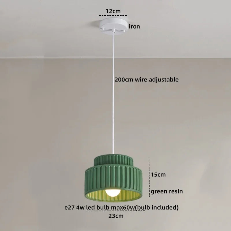 Axyaa Nordic LED Pendant Lamp Cream Resin Hanging Light Fixtures