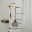 Axyaa Glass Copper LED Wall Lights with Knob Switch - Modern Bedside Lamp