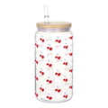 Axyaa 16oz Cherry Bow Plastic Cup with Straw Lid - Holiday Drinkware Gift