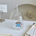 Axyaa Cat Glass Cup & Straw Set