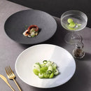 Axyaa Matte Black Western Food Plate Pasta Salad Noodles Bowl Shallow Bowl