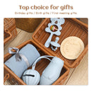 Axya Baby Montessori Set: Towel, Blanket, Bath Toys, Silicone Teether, Rattle - Newborn Gift