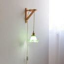 Axyaa Flower LED Wall Lamps Green White Glass Wood Arandela