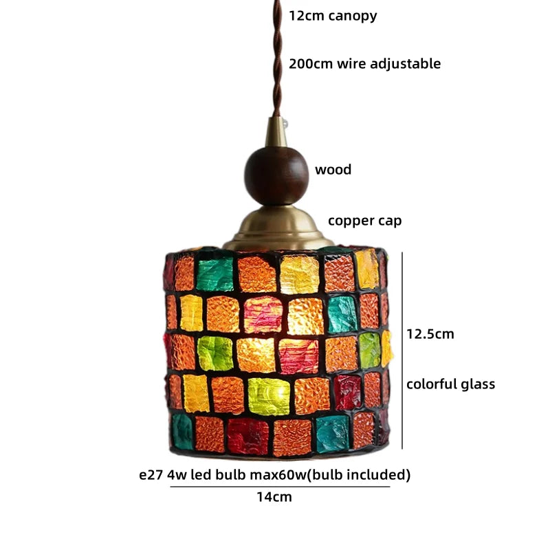 Axyaa Ceramic Wood Copper LED Pendant Light - Japan Style Chandelier