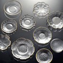 Axyaa Small Clear Glass Saucer Plates with Gold Rim
