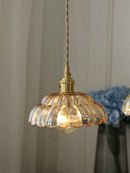 Axyaa Glass Pendant Light Brass Wire Adjustable Hanging Lamp