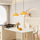 Axyaa Copper Bauhaus LED Pendant Light with Orange Glass for Home Indoor Lighting