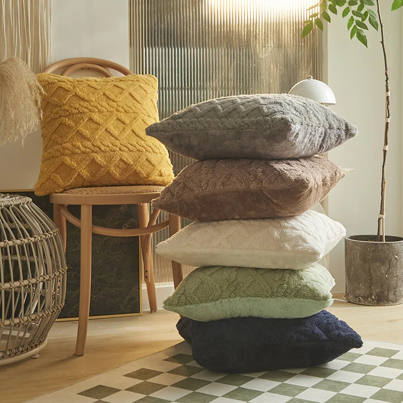 Axyaa Soft Plush 3D Twists Pattern Pillowcase for Home Decor - 45x45/30x50cm