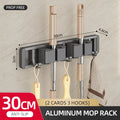 Axyaa Mop Broom Holder Hooks Bathroom Storage Rack Space-saving Hanger Slots Organizers